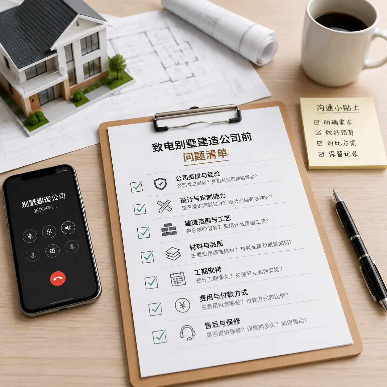 在盘州拨打别墅建造公司电话前的准备工作
