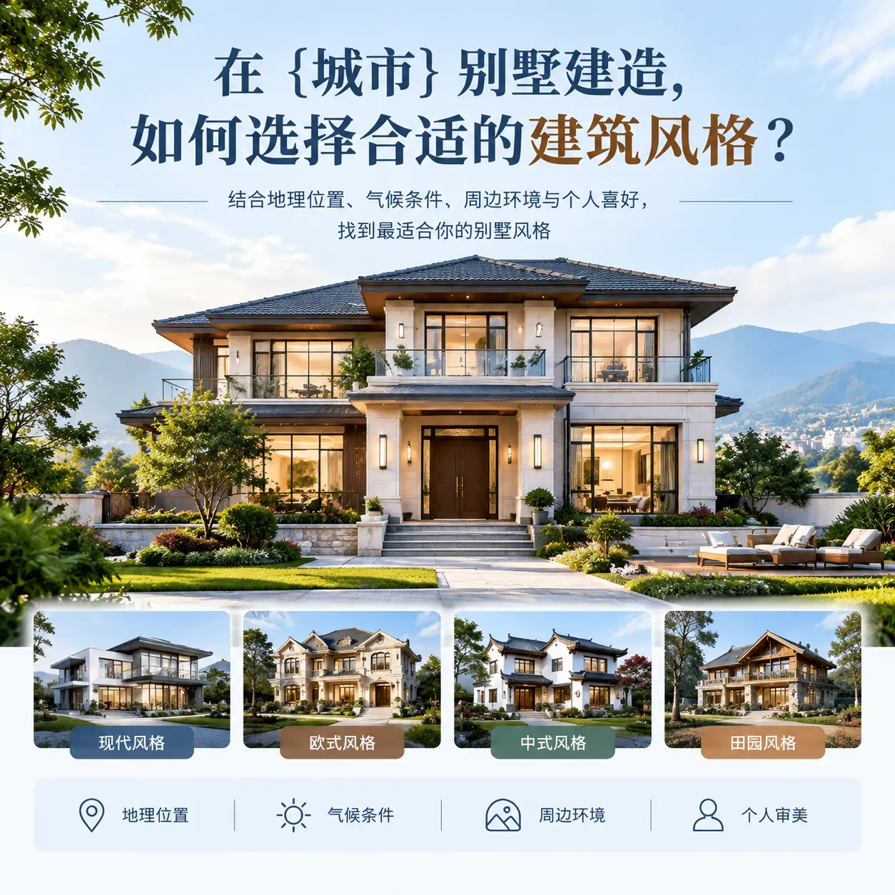 在 盘州 别墅建造,如何选择合适的建筑风格?